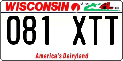 WI license plate 081XTT
