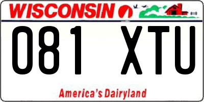 WI license plate 081XTU