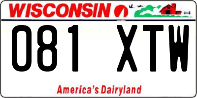 WI license plate 081XTW