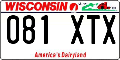 WI license plate 081XTX