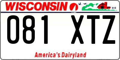 WI license plate 081XTZ