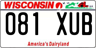 WI license plate 081XUB