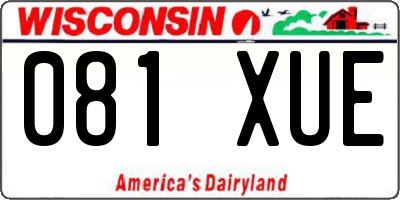 WI license plate 081XUE
