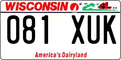 WI license plate 081XUK