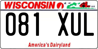 WI license plate 081XUL