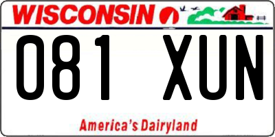 WI license plate 081XUN