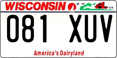 WI license plate 081XUV