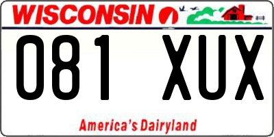 WI license plate 081XUX