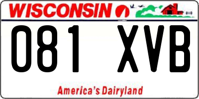 WI license plate 081XVB