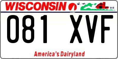 WI license plate 081XVF