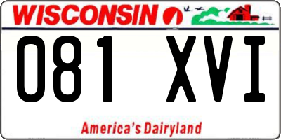 WI license plate 081XVI