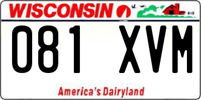 WI license plate 081XVM
