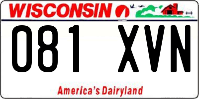 WI license plate 081XVN