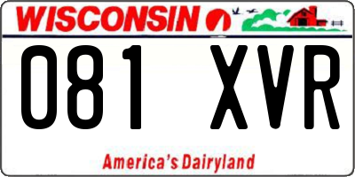 WI license plate 081XVR