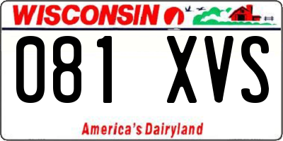 WI license plate 081XVS