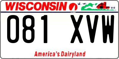 WI license plate 081XVW