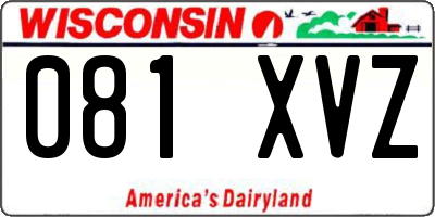 WI license plate 081XVZ