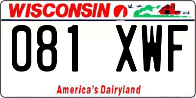 WI license plate 081XWF