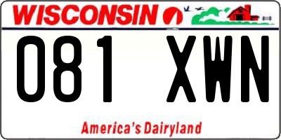 WI license plate 081XWN