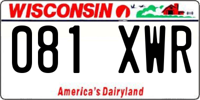 WI license plate 081XWR