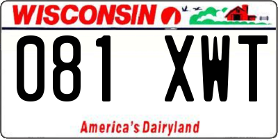WI license plate 081XWT