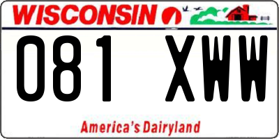 WI license plate 081XWW