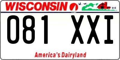 WI license plate 081XXI