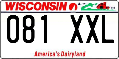 WI license plate 081XXL
