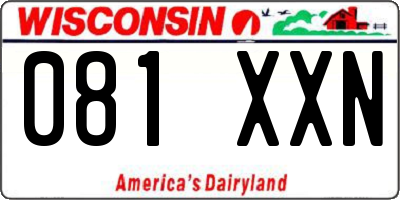 WI license plate 081XXN