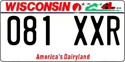 WI license plate 081XXR