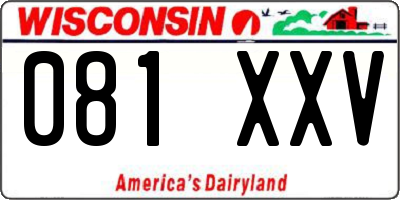 WI license plate 081XXV