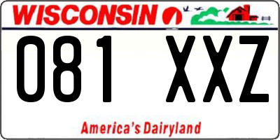 WI license plate 081XXZ