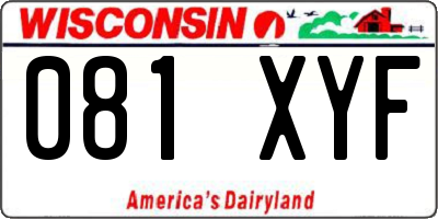 WI license plate 081XYF