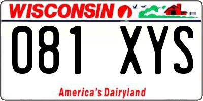 WI license plate 081XYS