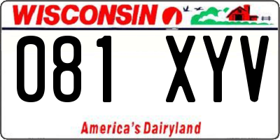 WI license plate 081XYV