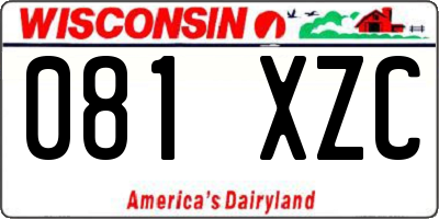 WI license plate 081XZC