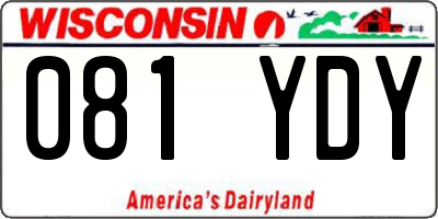 WI license plate 081YDY