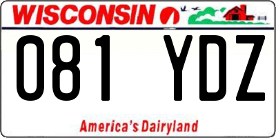 WI license plate 081YDZ