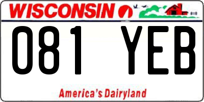 WI license plate 081YEB