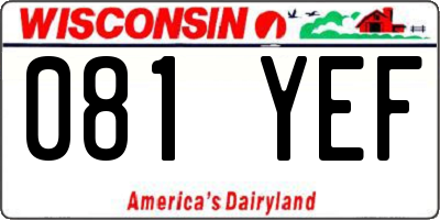 WI license plate 081YEF