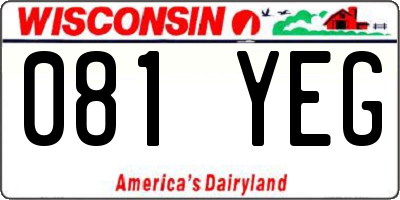 WI license plate 081YEG