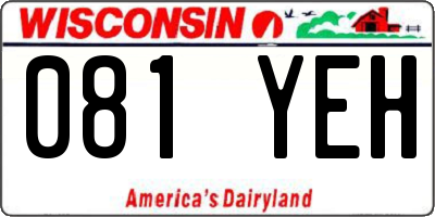WI license plate 081YEH