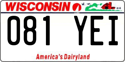 WI license plate 081YEI