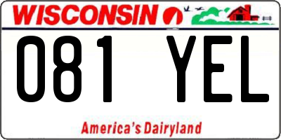 WI license plate 081YEL