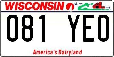 WI license plate 081YEO