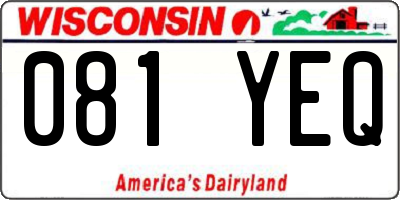 WI license plate 081YEQ