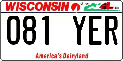 WI license plate 081YER