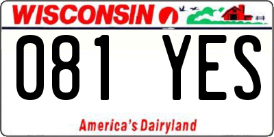 WI license plate 081YES