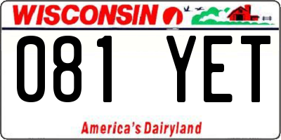 WI license plate 081YET
