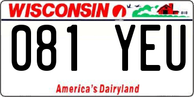 WI license plate 081YEU